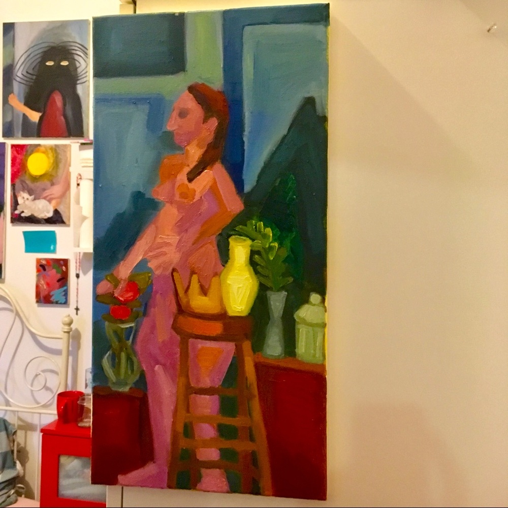COLORFUL EXPRESSIONIST figure painting